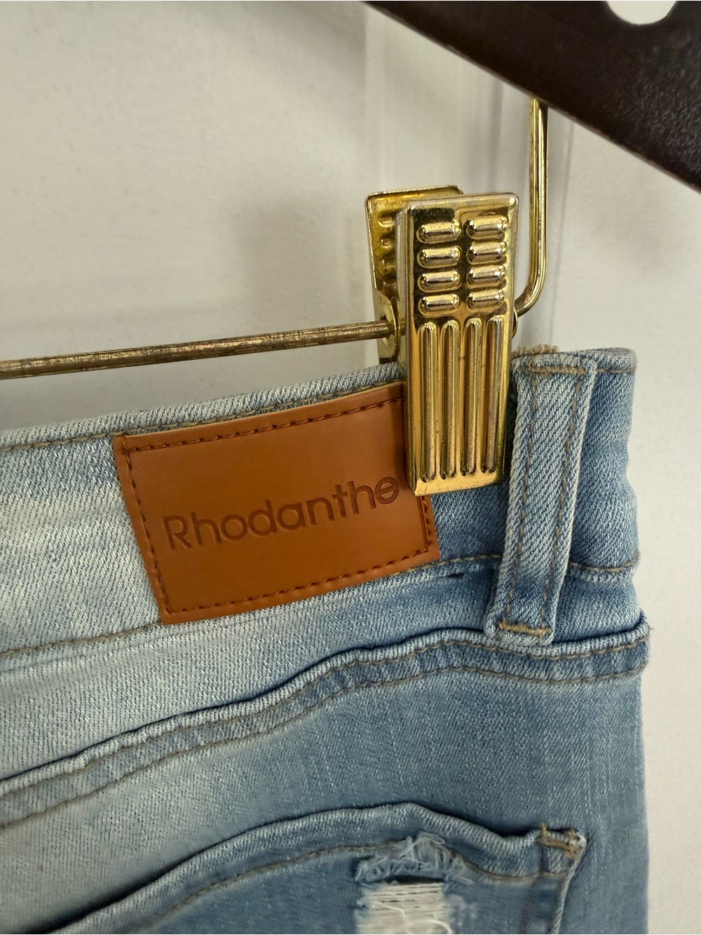 Light Blue Distressed Boyfriend Jeans for Women - Picture 6 of 10